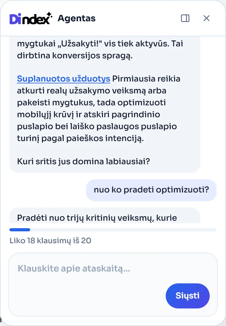Agentas: tolesnis pokalbis apie rezultatus